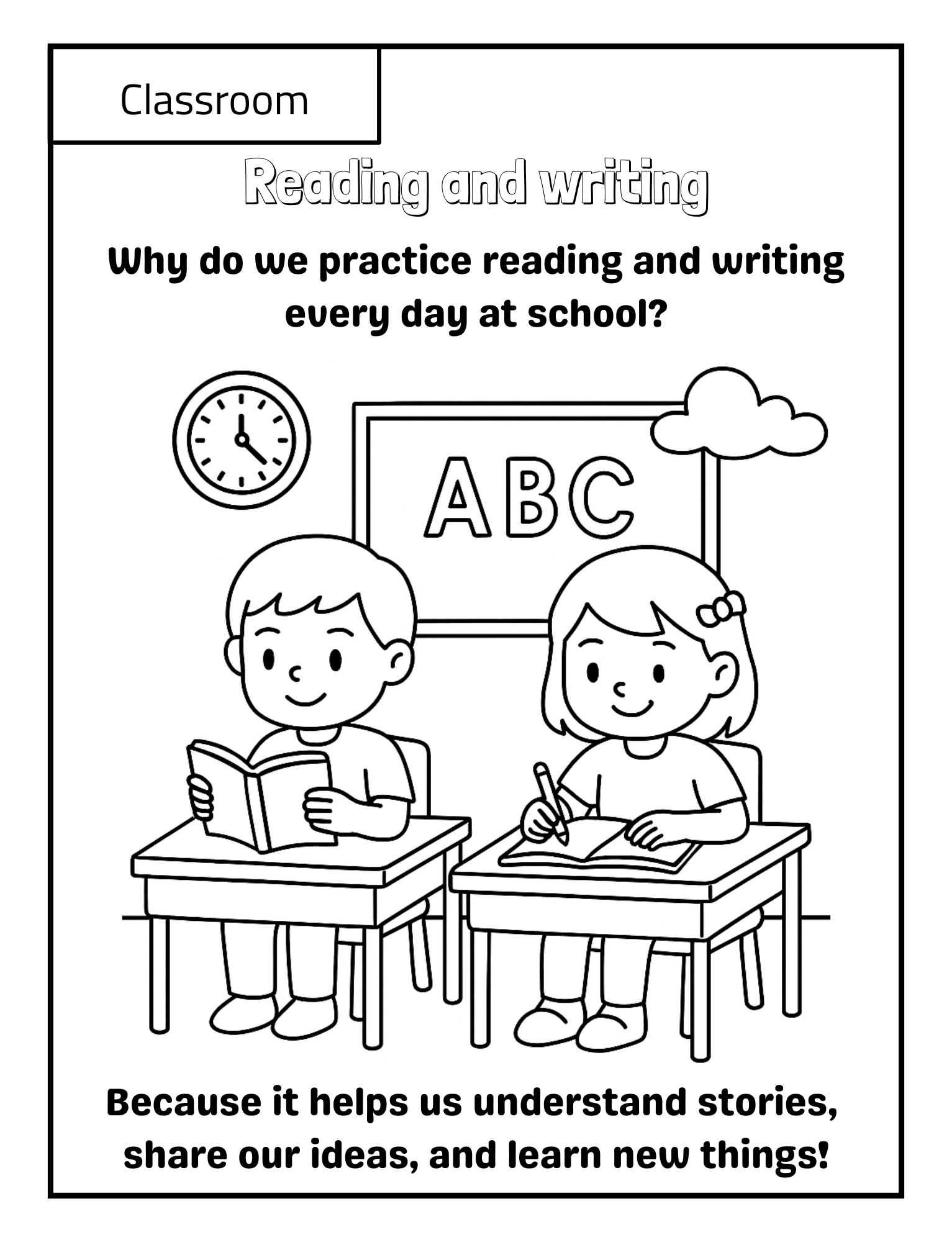 Recess, Reading & Rainbows: A School Coloring Book